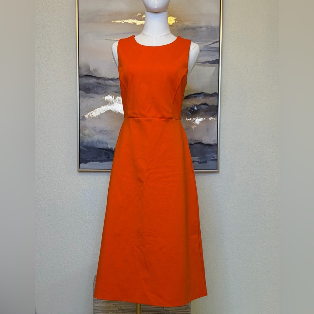 Banana Republic Vibrant Coral/Orange Cross Back Design Midi Dress